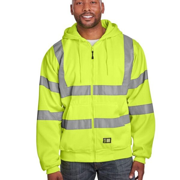 Men's Berne Hi-Vis Class 3 Lined Hooded Sweatshirt Thumbnail